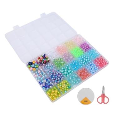 Imagem de Zerodis Kit de Contas para Fazer Pulseiras, Contas Soltas Artesanais Redondas Portáteis 24 Grades Mullticolor Joias para Fazer Kit Variado Com Caixa de Armazenamento para Colar Corrente