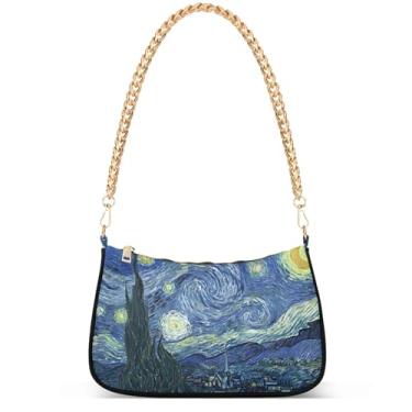 Imagem de Game Controller Monster Face Bolsa de ombro feminina Hobo Party Purses feminina corrente linda bolsa de ombro, Vincent Van Gogh Noite estrelada