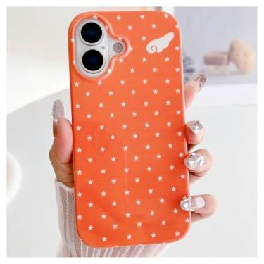 Imagem de Weonmov Capa para iPhone 16, linda estampa de asas de anjo, capa rígida de proteção à prova de choque para mulheres meninas homens 6,1 polegadas - laranja