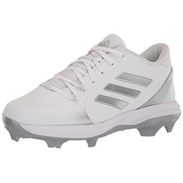 Imagem de adidas Tênis de beisebol feminino Purehustle 2 TPU, Branco/Prata Metálico/Prata Metálico, 36