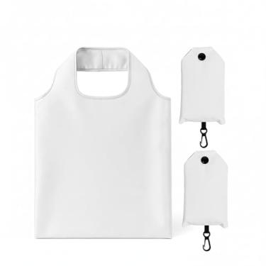 Imagem de Pacote com 2 sacolas de compras dobrável, à prova d'água, reutilizável, bolsa de compras, nylon (branca)