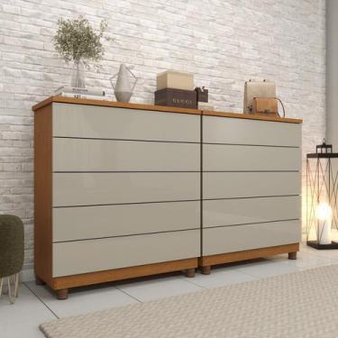 Imagem de Kit 2 Cômodas 5 Gavetas com Pés Espresso Móveis