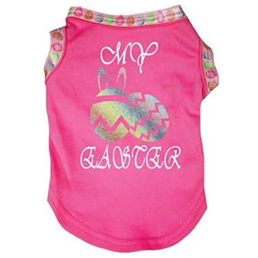 Imagem de Petitebella Camisa de cachorro de coelho dourado brilhante (rosa choque, médio)