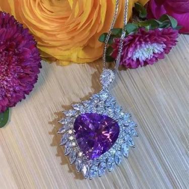 Imagem de Lindo colar de pingente de coração encantador feminino elegante joia nobre, 40cm 5cm, Metal, Zircônia cúbica