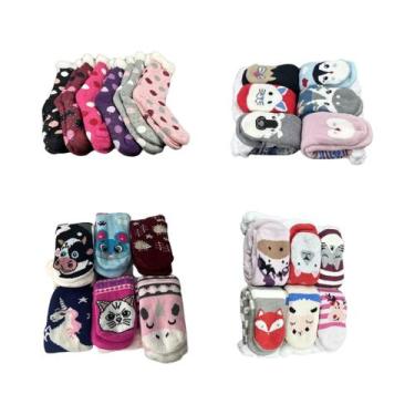 Imagem de Meia Pantufa Feminina De Inverno Térmica De Pelúcia Antiderrapante Que