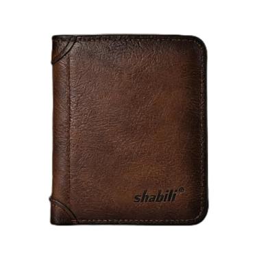 Imagem de Carteira masculina moderna, cáqui, com zíper vertical, cor sólida, camurça, confortável, design moderno cáqui com zíper vertical em camurça de cor sólida com textura confortável e sensação ao toque