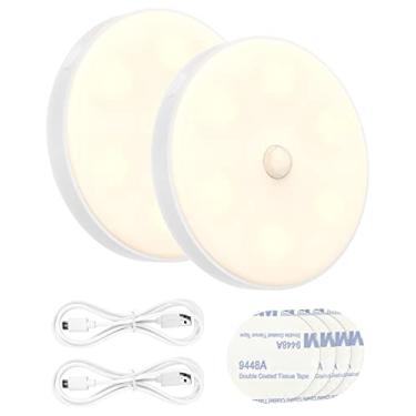 Imagem de Luz Noturna com Sensor de Movimento para Casa Armário Magnética Recarregável via USB Pequena por Indução Modos Auto Ligado Desligado Operada Bateria Q