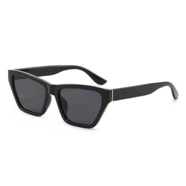 Imagem de HCHES Óculos de Sol Femininos Retro Gradientes com Armação em Estampa de Leopardo Contrastante e Proteção UV400 (Preto)