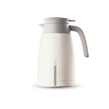 Imagem de Garrafa térmica de café com isolamento de aço inoxidável/garrafa térmica a vácuo de parede dupla/isolamento 24 horas / 2L preto branco térmico de água quente isolado (cor: branco) (branco)