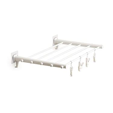 Imagem de Cabide dobrável de parede retrátil para secagem de pano ao ar livre, economia de espaço, varal de lavanderia, varal, varal de secagem/lavanderia (dourado)