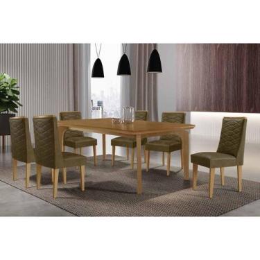Imagem de Sala Jantar Mesa Londrina Tampo Curvo 180cm+6 Cadeiras Dafne Madeira N
