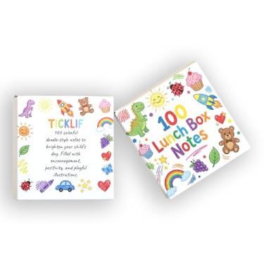Imagem de TICKLIF Notas de lancheira para crianças – 100 notas fofas e encorajadoras para lancheiras, notas engraçadas e motivacionais para meninos e meninas, presentes escolares diários de pais para filho