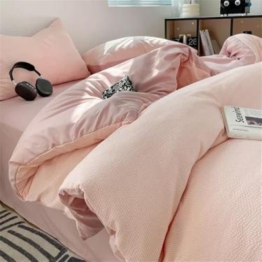 Imagem de Conjunto de cama de algodão com bolhas, algodão lavado, respirável e suave para a pele, conjunto de capa de edredom em jacquard para cama de solteiro, 6, 1,2 m, conjunto de 3 peças