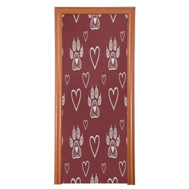 Imagem de ATTX Capa para porta da frente da pata dos namorados - decoração de férias de tecido elástico lavável para festas, casa, decoração de porta da frente, 36 x 98 polegadas (719)