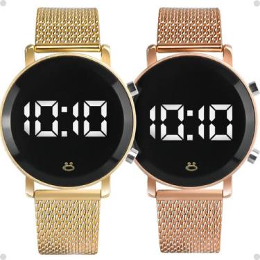 Imagem de Kit com 2 Relógios Femininos Digitais Dourado e Rosé, Aço Inoxidável c