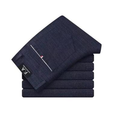 Imagem de Calças Casuais Slim Straight De Estilo Clássico Masculino Listradas Xa