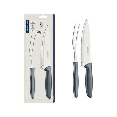 Imagem de Conjunto Faca Chef e Garfo Trinchante Tramontina Plenus Cinza - 2 Peças