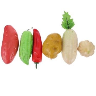 Imagem de 6 peças de simulação de vegetais, decorações de frutas, vege - Gloome 