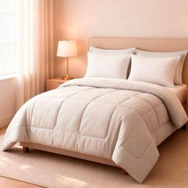 Imagem de Jogo de Cama Edredom Casal Queen 6 Peças Dupla Face Super Macio Premium para Casa(Branco)