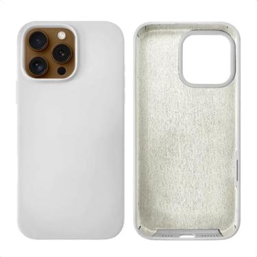 Imagem de Capinha Compatível Com Iphone 16, 16 PLUS, 16 PRO e 16 PRO MAX Linha PREMIUM Colorida Preto, Branco, Vermelho, Azul, Rosa, Transparente Case Aveludada 3 Camadas Anti Impacto (Branco, 16 PRO MAX)