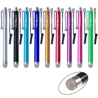 Imagem de 9 peças Stylus, caneta Stylus Wisdompro de 11 cm para iPad, para iPhone, tablet e telas sensíveis ao toque, universal, com ponta de microfibra e cordão - cores sortidas
