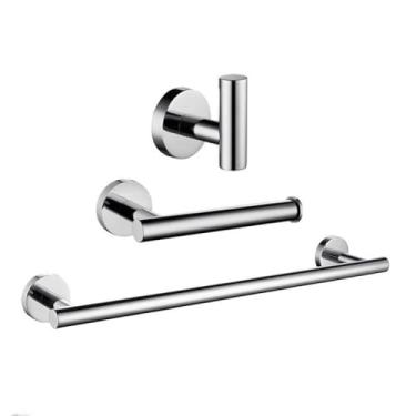Imagem de 304 Suporte de papel de rolo de papel higiênico barra de toalha gancho de roupas preto prata ouro conjunto de acessórios de banheiro, conjunto inteiro cromado