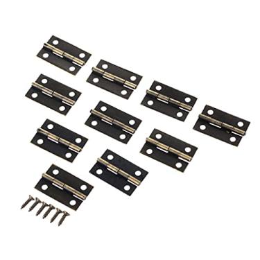 Imagem de 10 peças dobradiças de móveis de bronze antigo ouro armário gaveta porta dobradiças decorativas para caixa de joias com parafusos 24 * dobradiças de 16 mm (cor: Bronze)