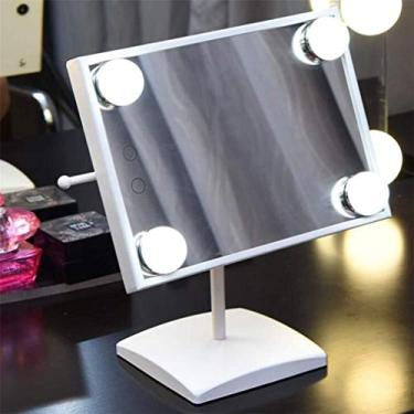 Imagem de Espelho de maquiagem LED regulável com controle de toque com configurações de luz espelho cosmético de bancada 919 (tamanho: preto) ()