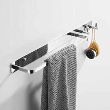 Imagem de HHHJQFAAT Barra de toalha de banho barra de toalha de aço inoxidável montado na parede acessório de banheiro suporte de toalha haste toalheiro suporte de toalha (cor: toalheiro de banho 60 cm) (trilho