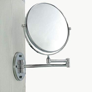 Imagem de U5GAAALPPQ9 Espelhos Maquiagem Vanity Banheiro Ampliação 3X Dupla Face 8 Polegadas Montado na Parede Vanity Lupa Mesa (Cor: Prata, Tamanho: 20 cm)