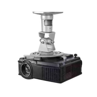 Imagem de Suporte para projetor, suporte de teto de projeção rotativa para escritório em casa, suporte para projetor, suspensão, liga de alumínio, suporte para projetor (prata)