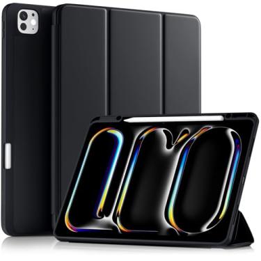 Imagem de Akkerds Capa compatível com iPad Pro de 13 polegadas (M5/M4) 2025/2024, para iPad 13 Pro com suporte para lápis, capa protetora fina com suporte triplo e parte traseira de TPU macio, despertar