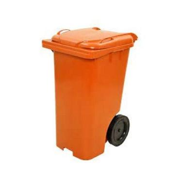 Imagem de Lixeira Grande Contentor De Lixo Com Rodas 240 Litros Laranja - jsn