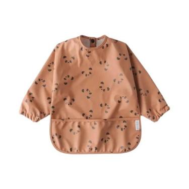 Imagem de Avental Infantil Impermeável De Manga Longa Com Bolso, Babador Complet