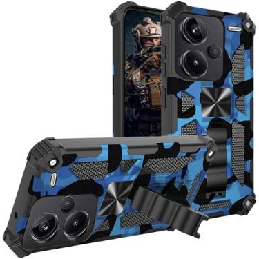 Imagem de Ephoou Capa Camuflada para Xiaomi Redmi Note 13 Pro Plus 5G com Suporte Magnético, Proteção Resistente à Prova de Choque de Grau Militar, Azul Claro