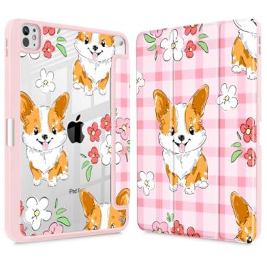 Imagem de May Chen Capa para iPad Pro de 11 polegadas M5/M4 2025/2024 (6ª/5ª geração), [Suporte de penceil] Suporte com três dobras para despertar/hibernar, capa traseira transparente de TPU (poliuretano