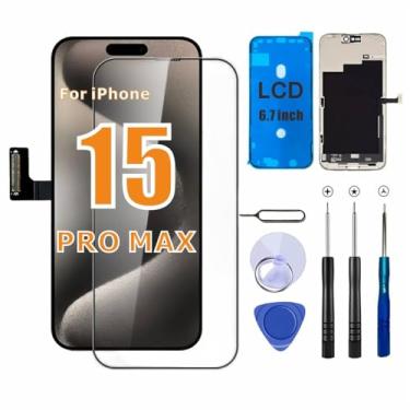 Imagem de ZTR Tela de substituição para iPhone 15 Pro Max de 6,7 polegadas, tela LCD e digitalizador sensível ao toque, conjunto completo com kits de ferramentas de reparo, promoção de 120 Hz, protetor de tela