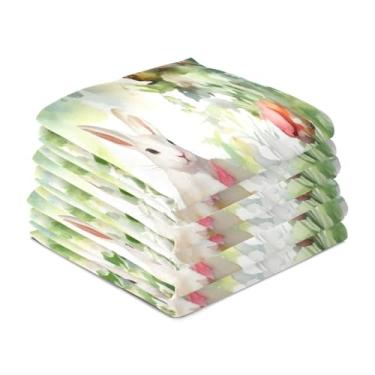 Imagem de Wassud Toalhas de cozinha coelhos brancos panos de prato de cozinha pacote com 6 panos de prato macios com laço para pendurar toalha de mão de secagem rápida super absorvente toalhas de chá de mesa