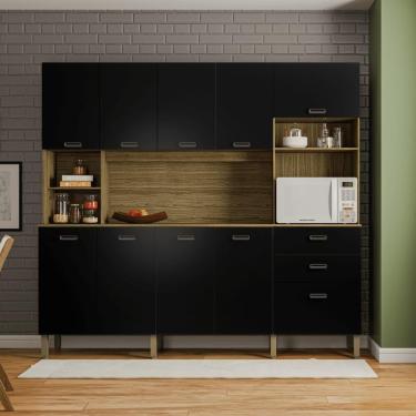 Imagem de Kit Cozinha Armários E Portas Intense Freijó Nero