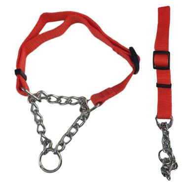 Imagem de Coleira Guia Ajustavel 2.5cm Elo Torcido Enforcador Corrente Cachorro Caes Pet Grande Porte