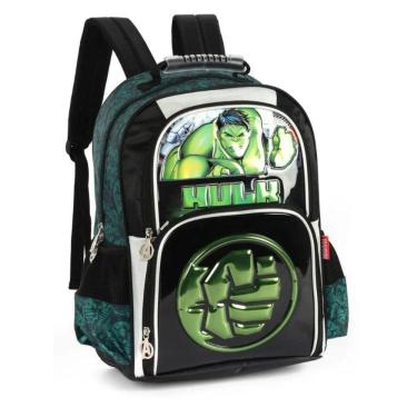 Imagem de Mochila Costas Vingadores Hulk Verde Herói Menino Escolar Infantil Luxcel