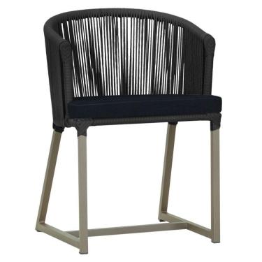 Imagem de Cadeira De Jantar Noronha Alumínio Fendi E12 Trama  Preto