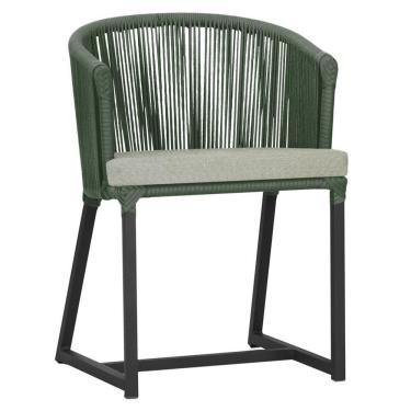 Imagem de Cadeira De Jantar Noronha Alumínio Preta E3 Trama Original Verde