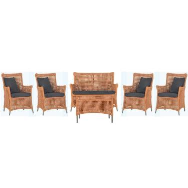 Imagem de Jogo Sofá 4 Poltronas E Mesa Igapó Fendi E11 Trama Original Terra Cota