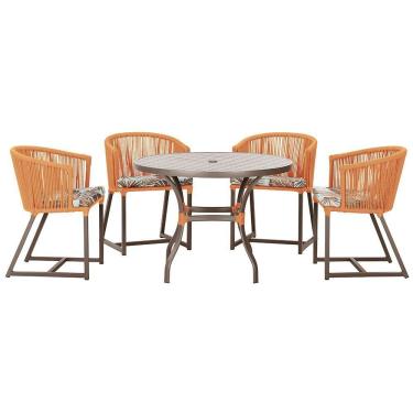 Imagem de Mesa Com 4 Cadeiras E Noronha Estofado 6 Trama Original Terra Cota