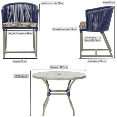 Imagem de Mesa Com 4 Cadeiras E Noronha Estofado 6 Trama Original Azul