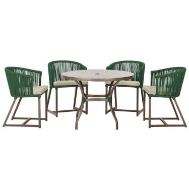 Imagem de Mesa Com 4 Cadeiras E Noronha Estofado 7 Trama Original Verde