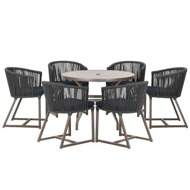 Imagem de Mesa Com 6 Cadeiras De Jantar Noronha E12 Trama Original Preto