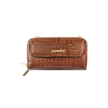 Imagem de Carteira feminina de couro croco com alça Tania 10,5x19cm