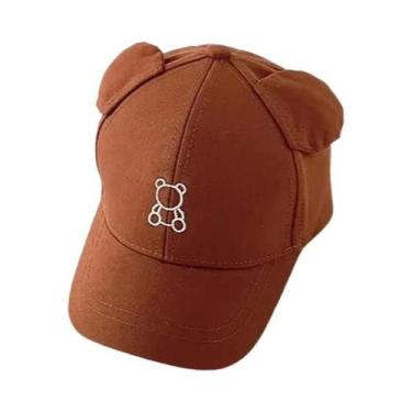 Imagem de Boné De Sol Infantil Ajustável Com Desenho De Urso Fofo, Cor Sólida, P